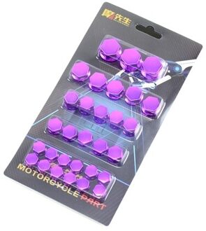 30 Stks/partij Motor Schroef Moer Bout Cap Cover Motorfiets Moer Cover Cap Decoratie Auto Styling Paars