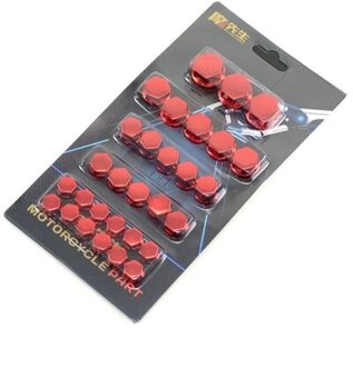 30 Stks/partij Motor Schroef Moer Bout Cap Cover Motorfiets Moer Cover Cap Decoratie Auto Styling Rood
