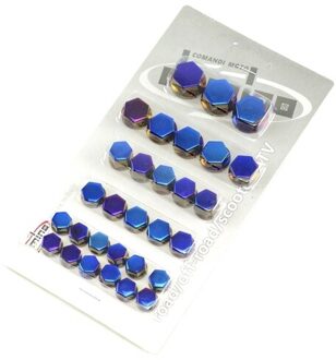 30 Stks/partij Motor Schroef Moer Bout Cap Cover Motorfiets Moer Cover Cap Decoratie Auto Styling Ti-blauw