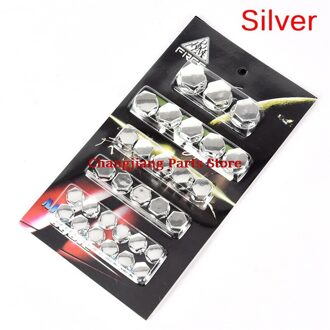 30 Stks/partij Motor Schroef Moer Bout Cap Cover Motorfiets Moer Cover Cap Decoratie Auto Styling Zilver