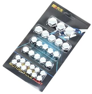 30 Stks/partij Motor Schroef Moer Bout Cap Cover Motorfiets Moer Cover Cap Decoratie Auto Styling Zilver