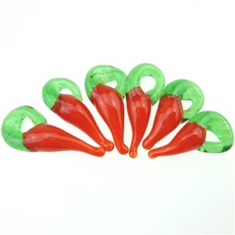 30 stks/partij Murano Lampwork Kleine Rode Chili Glazen Kralen Bedels Voor Oorbel Ketting Sieraden Maken
