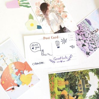 30 Stks/set Bloem En Meisje Postcard Bladwijzer Wenskaart Brief Papier School Office Stationaire Papier Supply