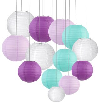 30 Stks/set Chinese Papieren Lantaarns Diverse Maten En Kleurrijke Ronde Lampion De Mariage Wedding Party Opknoping Lampion Decor Favor mix kleur C