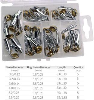 30 Stuks Hengel Gidsen Tip Tops Vervanging Reparatie Kit 3.0Mm-5.5Mm Rvs & Keramische Eye gouden Ring Tip Tops