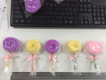 30 Stuks Lolly Cake Handdoek Kleurrijke Snoepjes Creatieve Party Katoen Mooie Kleine Lollipop Handdoek 20*20 Cm