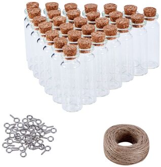 30 Stuks Mini Glazen Flessen Clear Drifting Flessen Kerst Kleine Wishing Flessen Met Kurk Hennep Touw Diy Maken