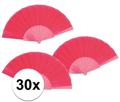 30 stuks Spaanse Handwaaiers fuchsia 23 cm