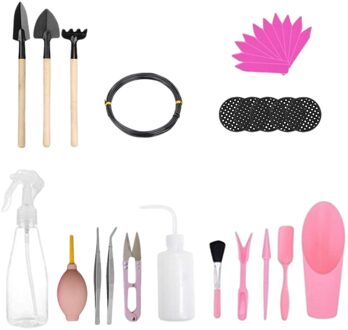 30 Stuks Van Vetplant Planten Gereedschap Mini Tuin Hand Tool Set Voor Plant Zorg Indoor Mini Fairy Garden roze