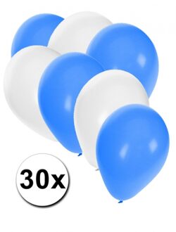 30 stuks witte en blauwe ballonnen - Ballonnen Multikleur