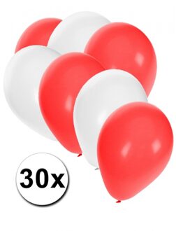 30 stuks witte en rode ballonnen - Ballonnen Multikleur