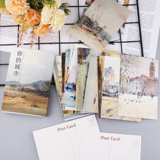 30 Vellen Uw Stad Schilderijen Retro Vintage Postcard Christmas Kaart Wens Poster Kaarten J78A