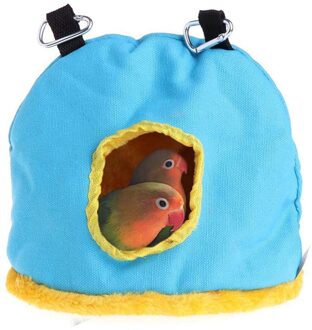 30 # Warm Vogel Bed Huis Hut Opknoping Kooi Pluche Vogel Hamster Parrot Plus Fluwelen Verdikking Herfst En Winter warm Katoen Nest blauw / L