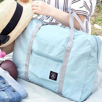 30 # Waterdichte Nylon Reistassen Vrouwen Mannen Grote Capaciteit Opvouwbare Plunjezak Organizer Verpakking Cubes Bagage Meisje Weekend Bag licht blauw
