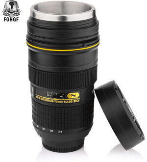 300-400Ml Reizen Mok Cups Emulatie Camera Lens Mokken Rvs Koffie Thee Water Fles Cup Geïsoleerde tumbler Deksel