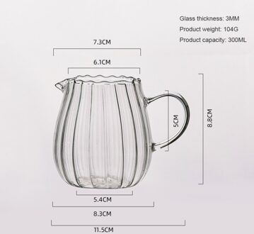 300/550Ml Japanse Streep Melkkan Warmte-Resistantn Glazen Beker Met Handvat 1