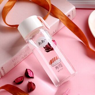 300 ML Milieuvriendelijke Glas Water Met Siliconen Touw Leuke Fles Water Met Sushi patroon Draagbare Waterfles Kid stijl Three
