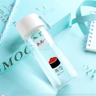 300 ML Milieuvriendelijke Glas Water Met Siliconen Touw Leuke Fles Water Met Sushi patroon Draagbare Waterfles Kid stijl Two