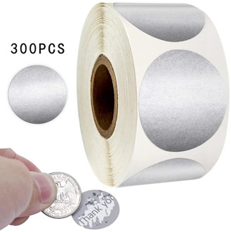 300 PCS 1inch Round Silver Scratch Off Stickers for Custom Game Party Activity Sticker Stationery Sticker Clear Stickers