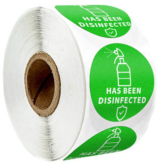 300 Pcs/roll Round 'Has Been Disinfected' Stickers Seal Label with 1.5inch Green Safe and Virus-Free Packing Box Label Stickers
