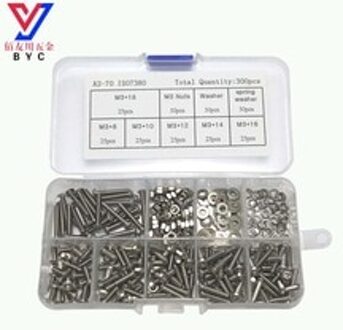 300 Stk/set Assortiment Kit Rvs Zeskante Bout Moer M3 Knop Hoofd Reparatie Tool Hardware Bevestigingsmiddelen Accessoires Pcb