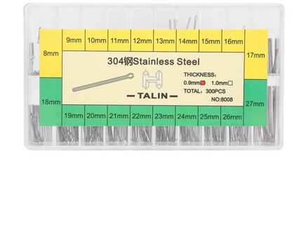 300 Stks/doos 0.9/1.0Mm Horloge Armband Split Pins Horloge Strap Connector Lente Bars Rvs Horloge Reparatie Deel accessoires 0.9mm 8 to 27mm