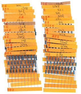 300 Stks/set 30 Soorten 1/4W Resistance 1% Metal Film Weerstand Pak Diverse Kit 1K 10K 100K 220ohm 1M Weerstanden