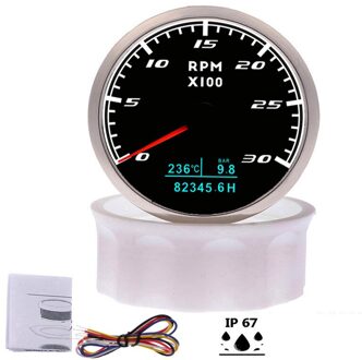 3000/6000/8000 Rpm Toerenteller Gauge Waterdichte 3 In 1 Multifunctionele Tacho Meter Water Temperatuur Olie Druk Voor boot Auto 3000rpm BS