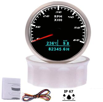 3000/6000/8000 Rpm Toerenteller Gauge Waterdichte 3 In 1 Multifunctionele Tacho Meter Water Temperatuur Olie Druk Voor boot Auto 6000rpm BS