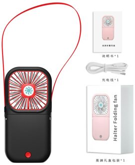 3000 Mah Draagbare Vouwen Fan Usb Oplaadbare Mini Multifunctionele Desktop Opknoping Hals Pocket Ventilator Voor Office Outdoor Reizen zwart