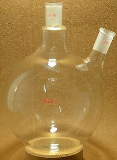 3000 ml, 24/40, Twee Hals, Ronde Bodem Glazen Kolf, Twins Halzen, 3L, Lab kokend Vessel