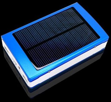 30000Mah Solar Batterij Draagbare Oplader Dual Output Usb Externe Batterij Langdurige Grote Capaciteit Mobiele Telefoon Solar blauw