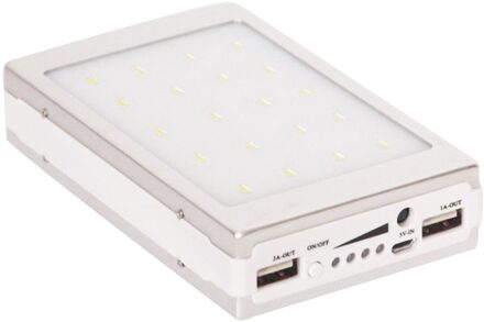 30000Mah Solar Batterij Draagbare Oplader Dual Output Usb Externe Batterij Langdurige Grote Capaciteit Mobiele Telefoon Solar zilver