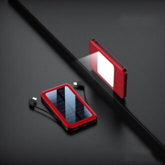 30000Mah Solar Power Bank Snelle Charger Ingebouwde Kabel Lcd Type C Powerbank Voor Alle Smartphones Power Bank Draagbare opladen Rood