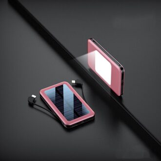 30000Mah Solar Power Bank Snelle Charger Ingebouwde Kabel Lcd Type C Powerbank Voor Alle Smartphones Power Bank Draagbare opladen roze