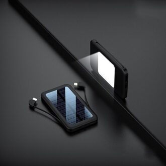 30000Mah Solar Power Bank Snelle Charger Ingebouwde Kabel Lcd Type C Powerbank Voor Alle Smartphones Power Bank Draagbare opladen zwart