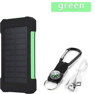 30000Mah Solar Power Bank Zonnepaneel Powerbank Waterdichte Usb Batterij Opladen Led Externe Lader Voor Iphone Samsung Telefoon groen