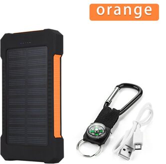 30000Mah Solar Power Bank Zonnepaneel Powerbank Waterdichte Usb Batterij Opladen Led Externe Lader Voor Iphone Samsung Telefoon Oranje