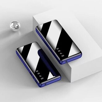 30000Mah Spiegel Power Bank Draagbare Externe Batterij Lcd Digitale Display Snelle Lader Met Led Licht Voor Iphone Xiaomi Samsung blauw