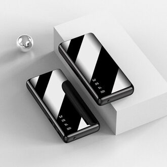 30000Mah Spiegel Power Bank Draagbare Externe Batterij Lcd Digitale Display Snelle Lader Met Led Licht Voor Iphone Xiaomi Samsung zwart