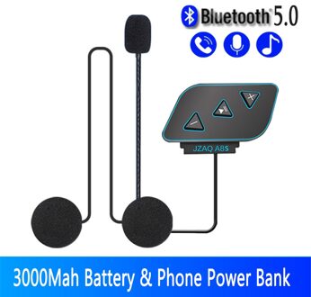 3000Mah Handsfree Bluetooth 5.0 Motorhelm Oortelefoon Intercom Telefoon Power Bank Waterdicht Bt Interphone Lange Standby