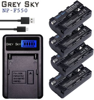 3000Mah NP-F550 Np F550 NPF550 Batterij + Lcd Oplader Voor Sony NP-F330 NP-F530 NP-F570 NP-F730 NP-F750 Hi-8 GV-D200 L10 lader en 4accu