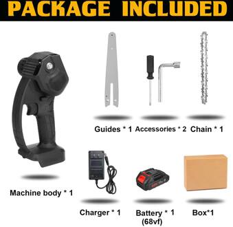 3000W 6 Inch Draagbare Elektrische Snoeizaag Elektrische Zagen Elektrische Kettingzaag Houtbewerking Mini Elektrische Kettingzaag 98/68V Batterij 68vf met 1 accu / EU