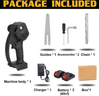 3000W 6 Inch Draagbare Elektrische Snoeizaag Elektrische Zagen Elektrische Kettingzaag Houtbewerking Mini Elektrische Kettingzaag 98/68V Batterij 68vf met 2 accu / EU
