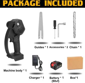 3000W 6 Inch Draagbare Elektrische Snoeizaag Elektrische Zagen Elektrische Kettingzaag Houtbewerking Mini Elektrische Kettingzaag 98/68V Batterij 98vf met 1 accu / EU