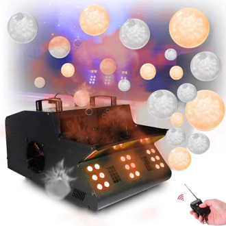 3000W Fog Bubble Machine, 3 IN 1 Stage Effect Equipment (LED Light Dyeing/Smoke/Bubbles),DMX LED Fog Machine With 2 Bubble Fans