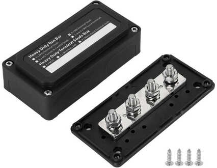 300A Bus Bar Power Verdeelkast 48V Dc 4 Studs Universele Voor Auto Boot Rv Bus Bar Doos rv Accessoire zwart
