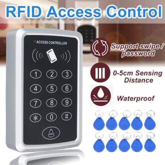300KHz Standalone Toegang Controller + 10 stuks EM sleutelhangers RFID Toegangscontrole Toetsenbord digitale panel Kaartlezer Voor Deur lock Systeem