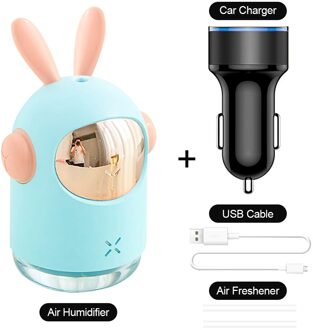 300Ml Auto Luchtbevochtiger Aromatherapie Luchtbevochtiger Demper Aroma Diffuser Machine Essentiële Olie Ultrasone Mist Maker Rustig blauw met lader