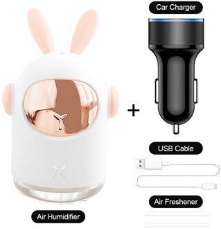 300Ml Auto Luchtbevochtiger Aromatherapie Luchtbevochtiger Demper Aroma Diffuser Machine Essentiële Olie Ultrasone Mist Maker Rustig wit met lader